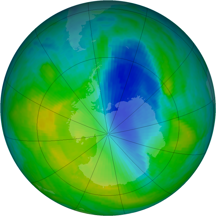 Antarctic ozone map for 26 November 1985